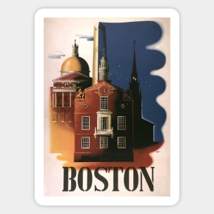 Vintage Travel Poster, Boston, Massachusetts Sticker